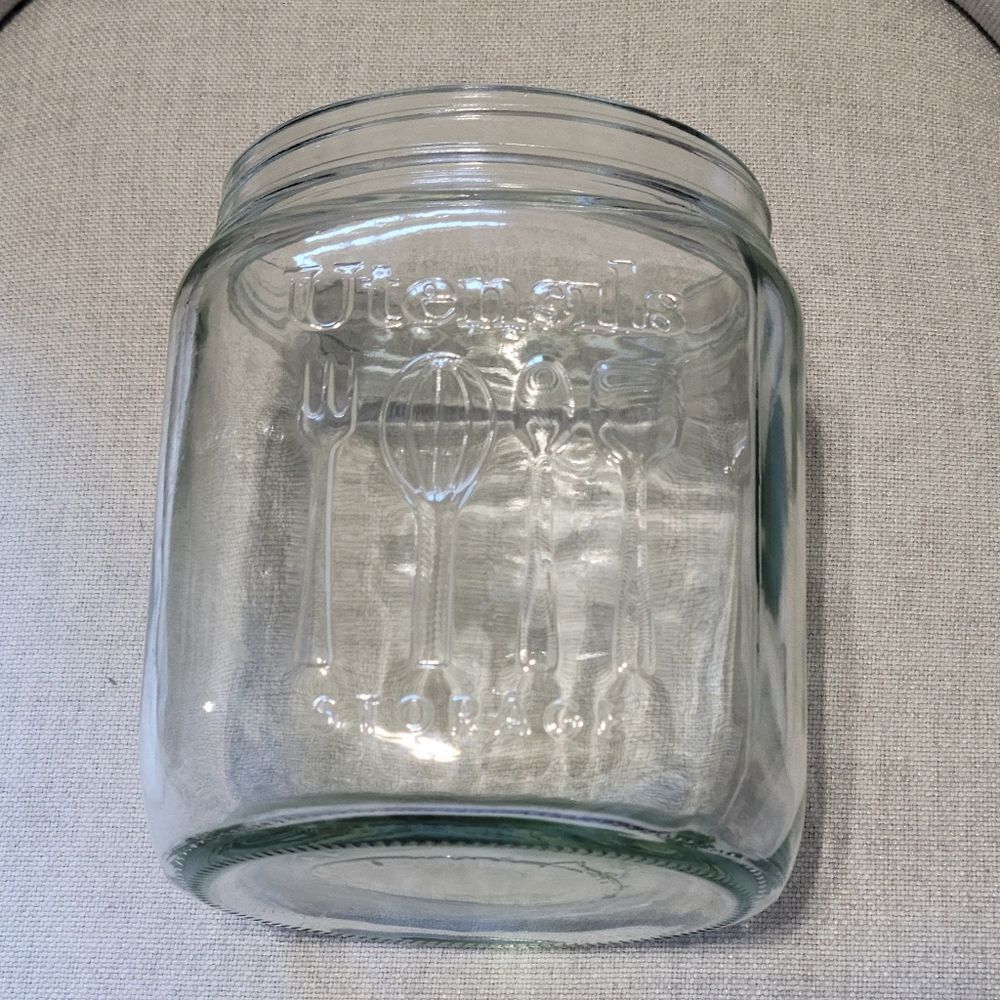 Glass embossed utensil holder